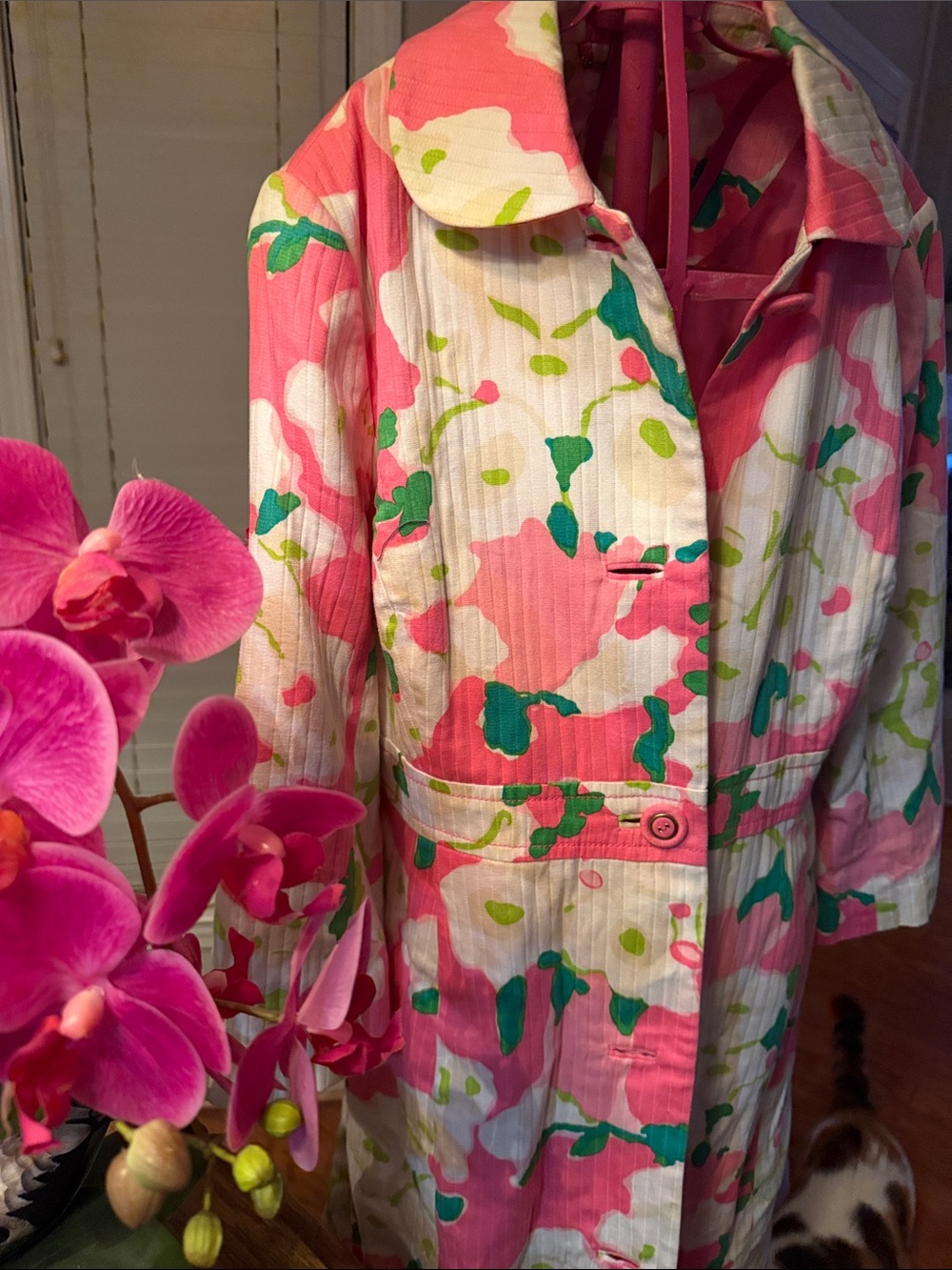 Lilly Pulitzer Pink Floral Button-Front Coat - Picture 4 of 8